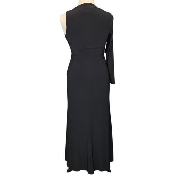 Betsy & Adam Asymmetrical One Shoulder Stretch Formal Gown Dress Size 14 Black - Picture 5 of 6